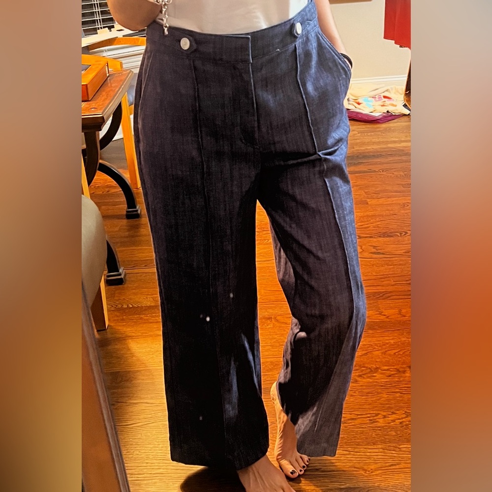LOFT Deep Blue Wide-Leg Pants - Picture 5 of 7